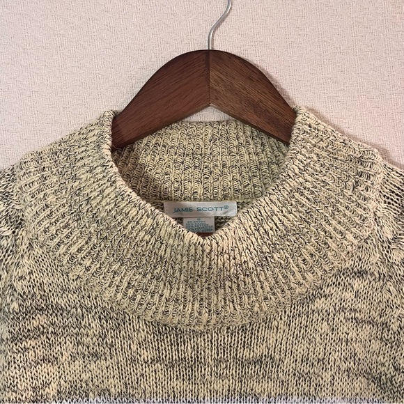 Vintage Jamie Scott Yellow & Gray Striped Mock Neck Sweater, Size S - Picture 5 of 6